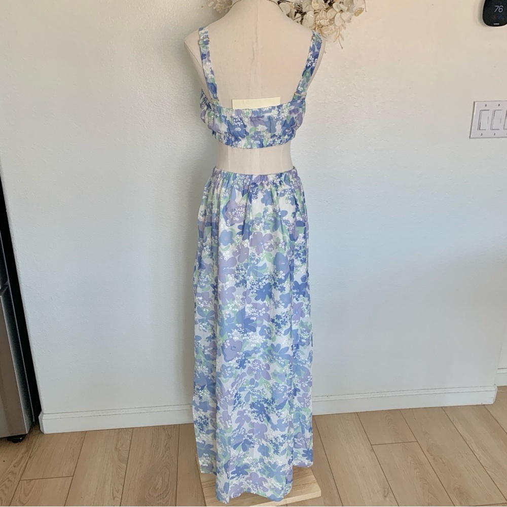 πͺ» SABO Venesa Maxi Skirt Crop Top Matching Set Blue Juniper Floral - Picture 9 of 16